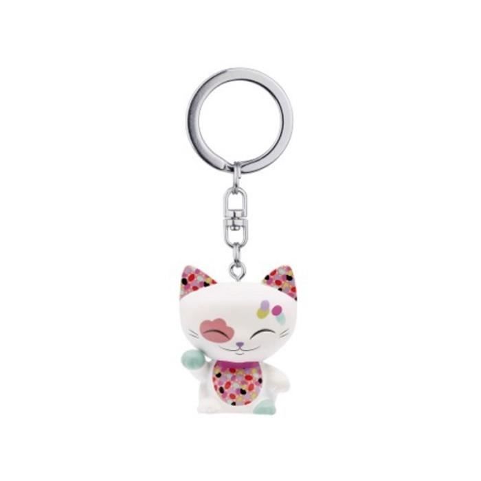 Porte Cle Chat Porte Bonheur Mani The Lucky Cat Blanc Collier Rose Cdiscount Bagagerie Maroquinerie