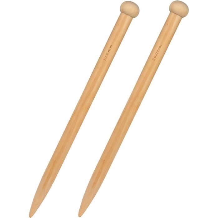 Aiguilles à Tricoter Bois à Point Unique Droites Grand 20mm,35cm Aiguilles à Laine pour Laine