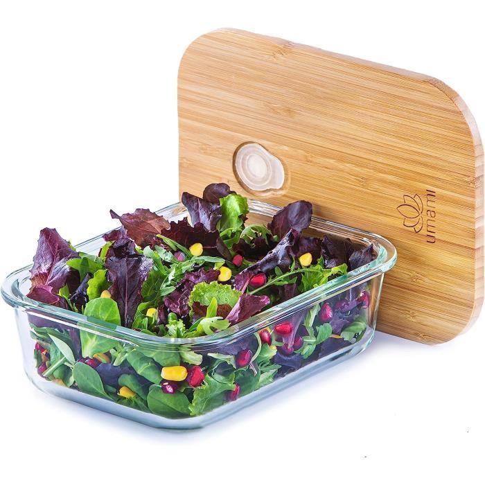 Lunch Box En Verre & Bambou, Boîte Bento Japonaise Hermétique 1 Étage, Microondes, Four & Lave