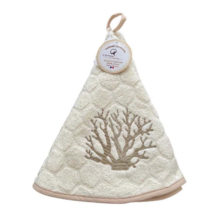 Essuie-main Rond En Coton - Motif Olivier Jacquard Beige - Qualité Premium Pour La Cuisine - 6