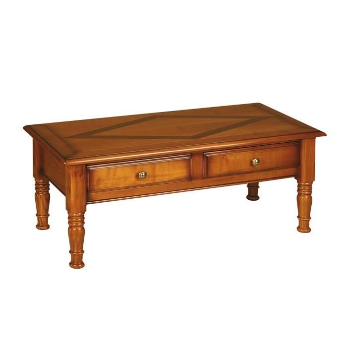 Table Basse 2 Tiroirs En Merisier Massif Style Louis Philippe