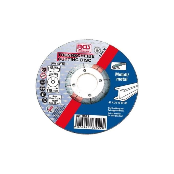 Disque à couper pour métal Ø 115 x 2,5 x 22,2 mm type 42