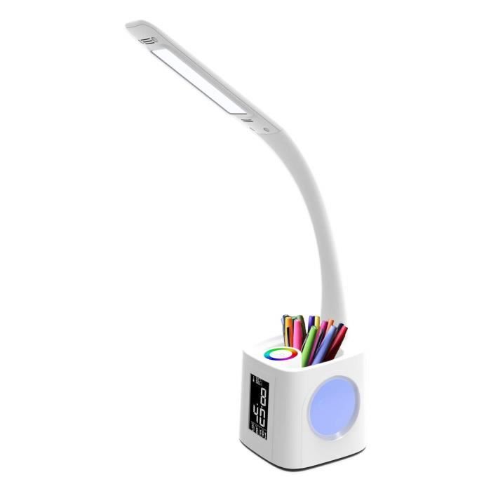 Ilf Lampe De Bureau Led 3 Niveaux De Luminosite Reglables Avec Reveil Veilleuse Coloree Porte Stylo Thermometre Calendrier Achat Vente Ilf Lampe De Bureau Led 3 Soldes Sur Cdiscount Des Le 20 Janvier Cdiscount