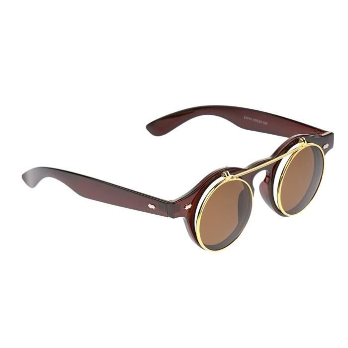 Lunettes De Soleil Rétro Rondes Noires - Style Steampunk, Hippie, UV400, Unisexe