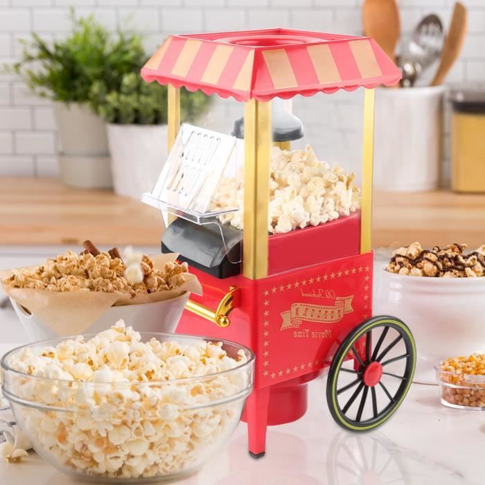  Machine &agrave; Pop-Corn - Rouge - 1200W - Sans Graisse - Facile &agrave; Nettoyer - Certifi&eacute; ROHS/CE 