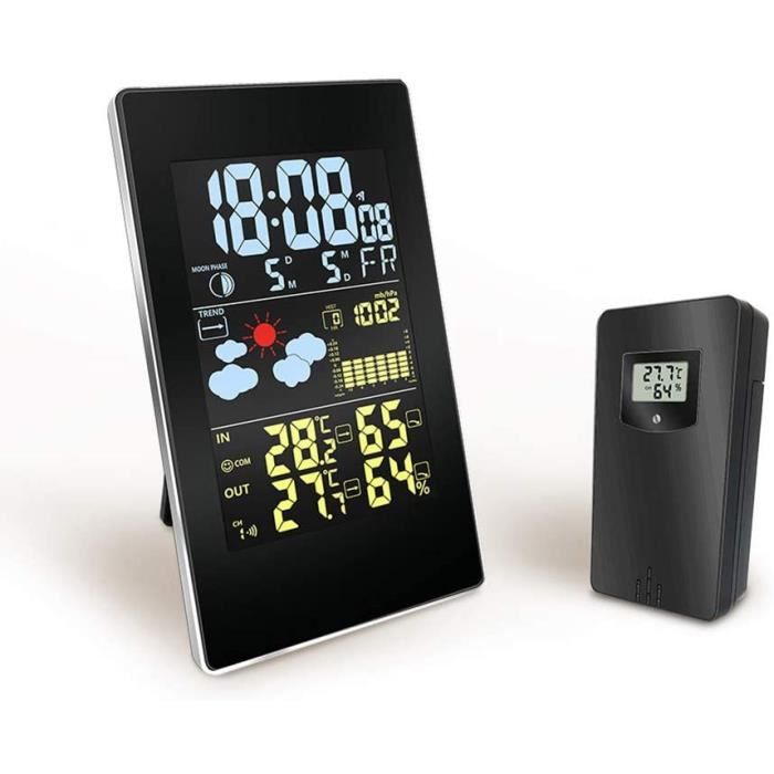 Radio Station météo avec sonde extérieure, Station météo sans Fil avec écran Couleur LCD