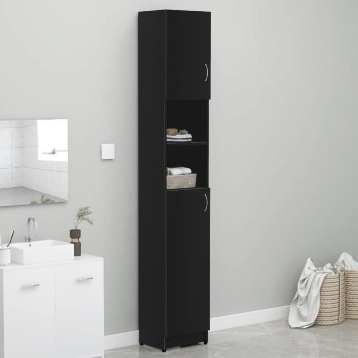 BEST-MEUBLE* COLONNE DE SALLE DE BAIN - Armoire WC - COLONNE WC Noir 32x255x190 cm (1978)