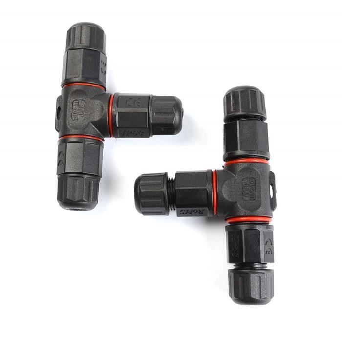 Boîte De Jonction étanche IP68 Pour Câblage Extérieur - Connecteur 2/3 Pions, Noir