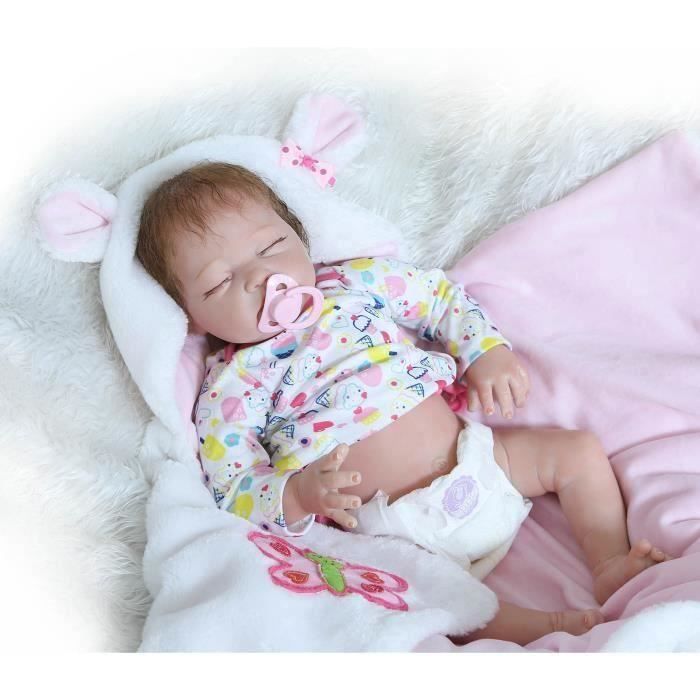 Anano Reborn Bébé Poupée Réaliste en Silicone 60CM Yeux Ouverts