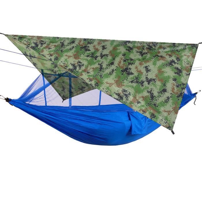 AnorTrek Camping Hammock avec Moustiquaire et Bâche Imperméable, Double Hamac Portable avec Deux Sangles d'arbre, Nylon 230T et Ensemble de Bâche Imperméable pour Randonnée, Sac à Dos