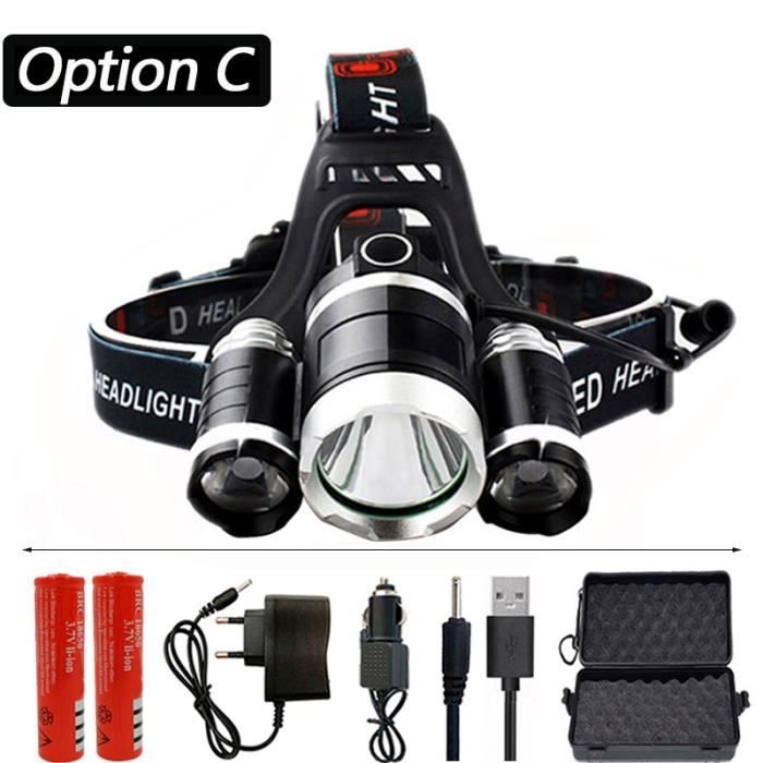T6 USB phare rechargeable phares lampe frontale lampe de poche LED pour