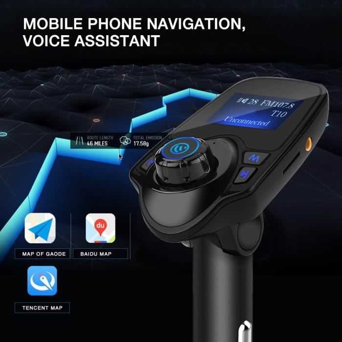 Transmetteur FM T11 Kit mains libres sans fil Bluetooth pour voiture Lecteur MP3 Chargeur USB