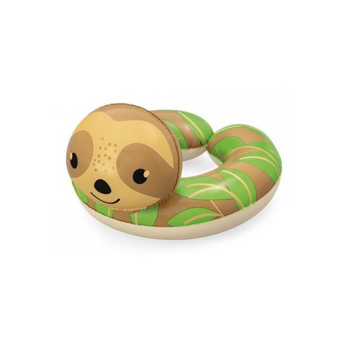 3 Bouées Enfant Animaux – Paresseux, Abeille, Flamant Rose – Gonflables PVC 77x55 Cm – Plage Et Piscine
