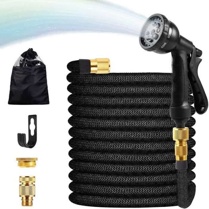 Tuyau D'arrosage Flexible Extensible 30 M - Avec Pistolet 8 Modes, Adaptateurs Et Support Mural - Parfait Pour Jardin Et Nettoyage Extérieur