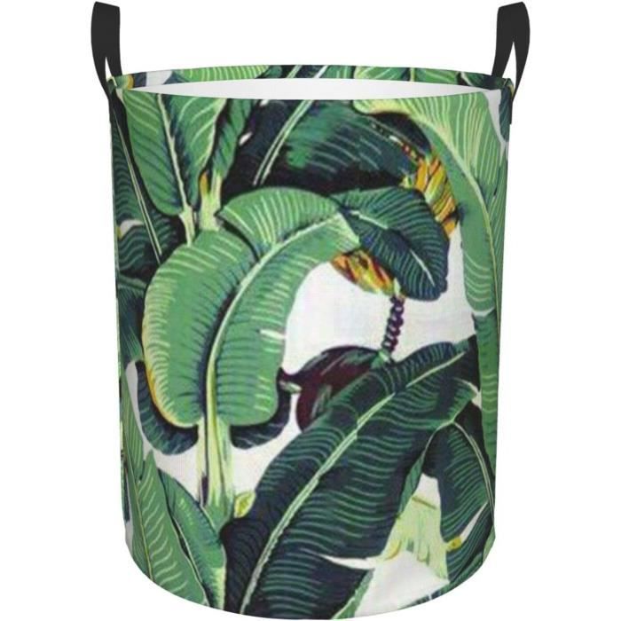 HUNRUNG Grand Panier De Rangement En Toile Léger Et Pliable - Imperméable, Pour Chambre, Salle De Bain Ou Linge (Feuille Ronde)