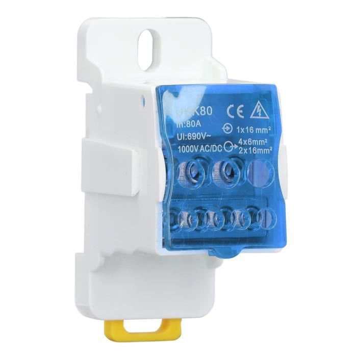 Bornier De Distribution UKK-80A Sur Rail DIN - Boîte Jonction Électrique 80A
