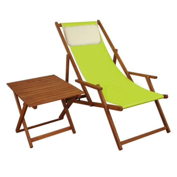 chaise longue de jardin - erst-holz - 10-306tkh - bois massif - vert pistache - pliant