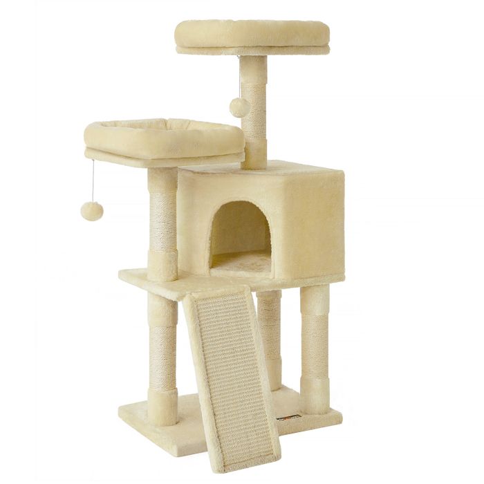Comparer les prix de FEANDREA Arbre à Chat, Tour Poteaux à Gratter 115 cm, Beige PCT141M01