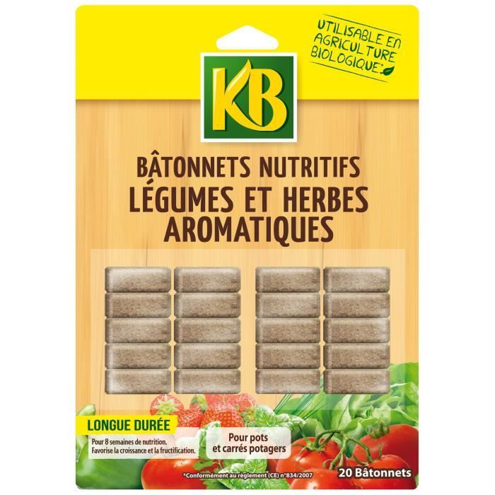 KB UAB 20 bâtonnets d'engrais organiques légumes et herbes aromatiques