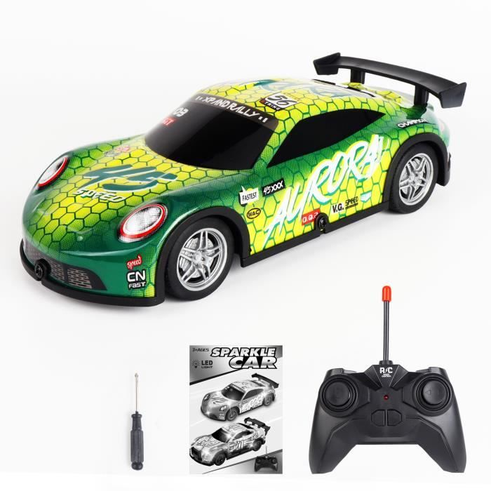 Voiture Jouet motricite avec telecommande et LED Jouet 3 4 5 Ans garcon 1 22 Voiture Telecommandee Multidirectionnelle vert Cdiscount Jeux Jouets