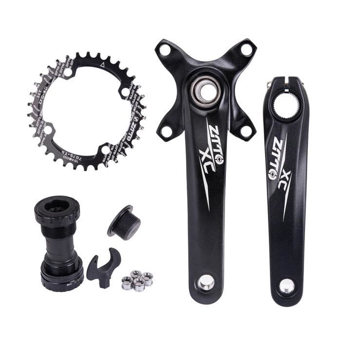 KOOZER Pédalier VTT/route BCD 104 – Plateau 38T, Bras De Manivelle, Noir, Pour Vélo