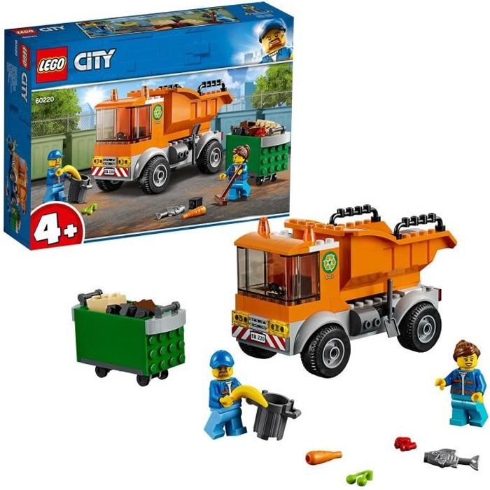 LEGO® City 60220 Le camion de poubelle Jouet Véhicule avec 2 Mini-figurines et Accessoires Cadeau pour Enfants de 4 ans et + Reconditionné - Lego reconditionné disponible sur Cdiscount Seconde Vie