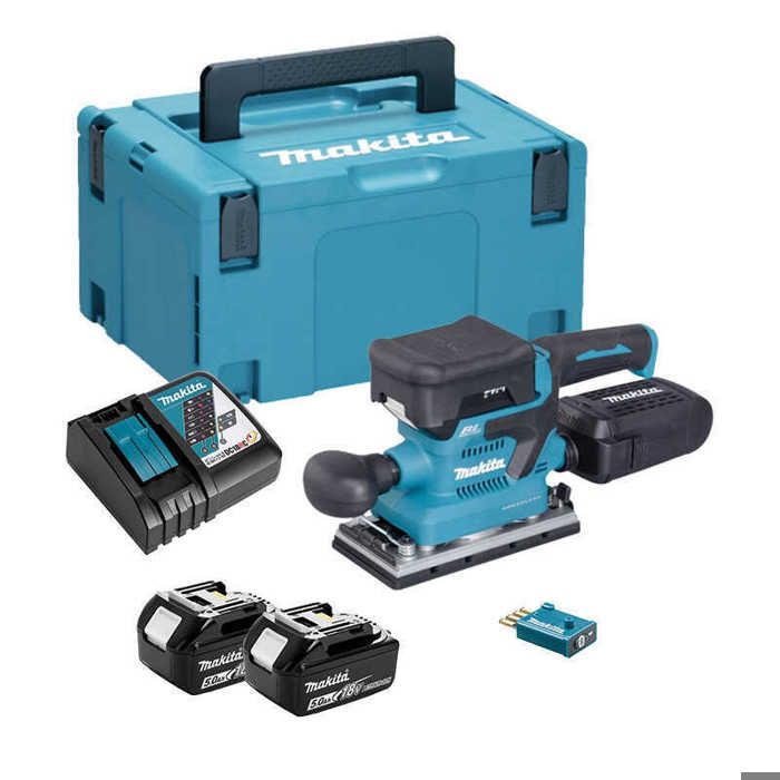 Ponceuse vibrante 18V 93x185 mm Bluetooth AWS MAKITA avec 2 batterie 18V 5.0Ah chargeur MakPac DBO381RTJU - vue 3