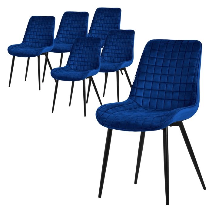 6 Chaises De Salle à Manger Jaune Moutarde – Dossier Rembourré, Pieds Métal Noir – Confortables Et Modernes