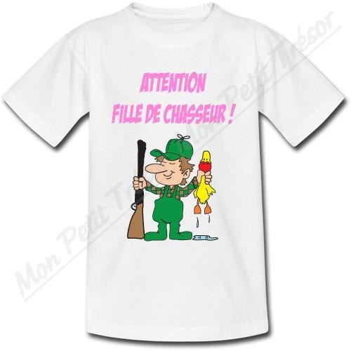 T-shirt Bébé Attention Fille de Chasseur !