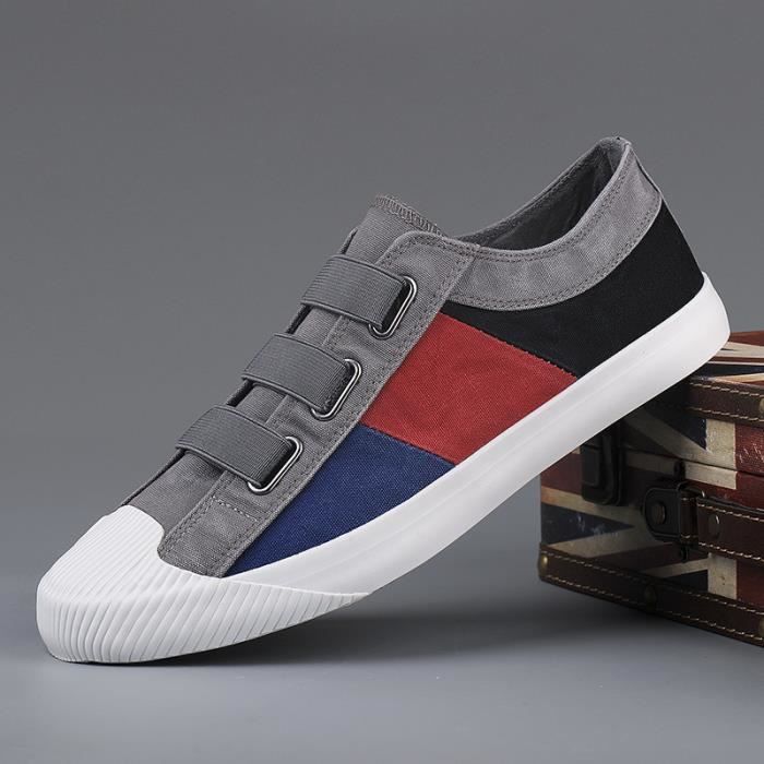 Sneakers Homme Scratch Tricolore Casual A r Basse Mode Gris