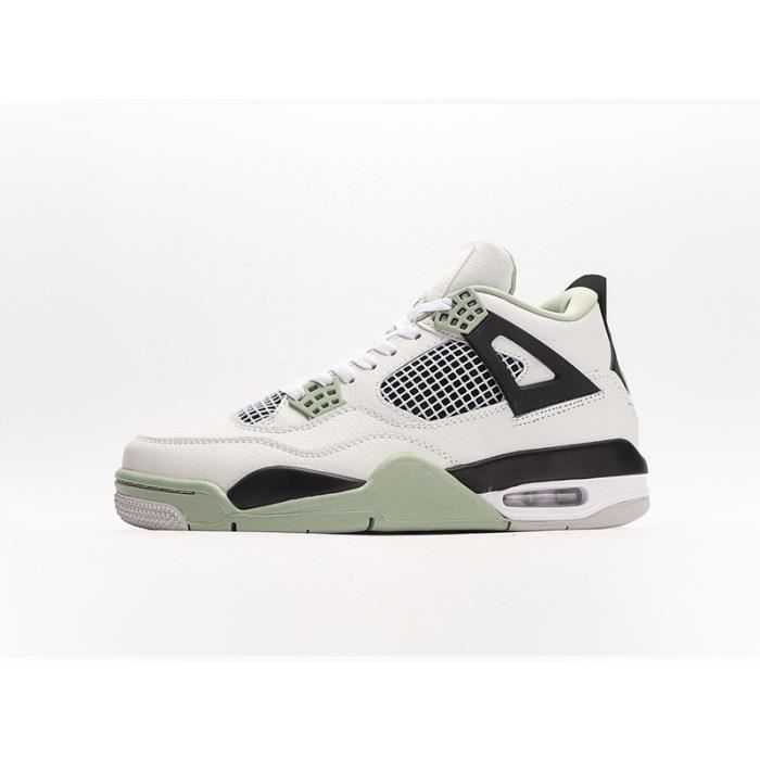 Baskets Nike Air Jordan 4 Retro 308497 060 Homme et Femme Cuir Lacets Style Sportswear et Ville Vert noir blanc Cdiscount Chaussures