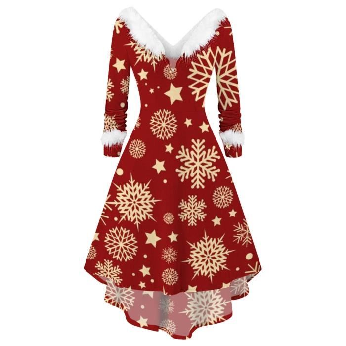 Robe De Noël Femme Grande Taille 2024 Imprimé Automne Hiver Green