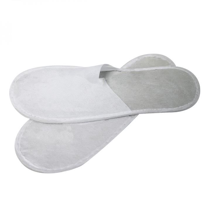 Raguso 50 Paires Blanc 4mm Pantoufle jetable Non tiss/é Pantoufles /à Bout ferm/é antid/érapant pour Voyage /à la Maison h/ôtel Voyage 27x10.5 cm