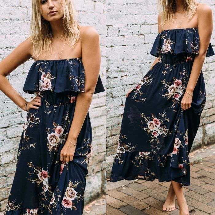 Robe Florale Boho à Épaule Dénudée | Mode Bohémienne, Hippie