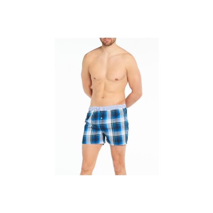 Calecon coupe americaine coton Arthur Blanc Blanc et bleu Cdiscount Pret a Porter