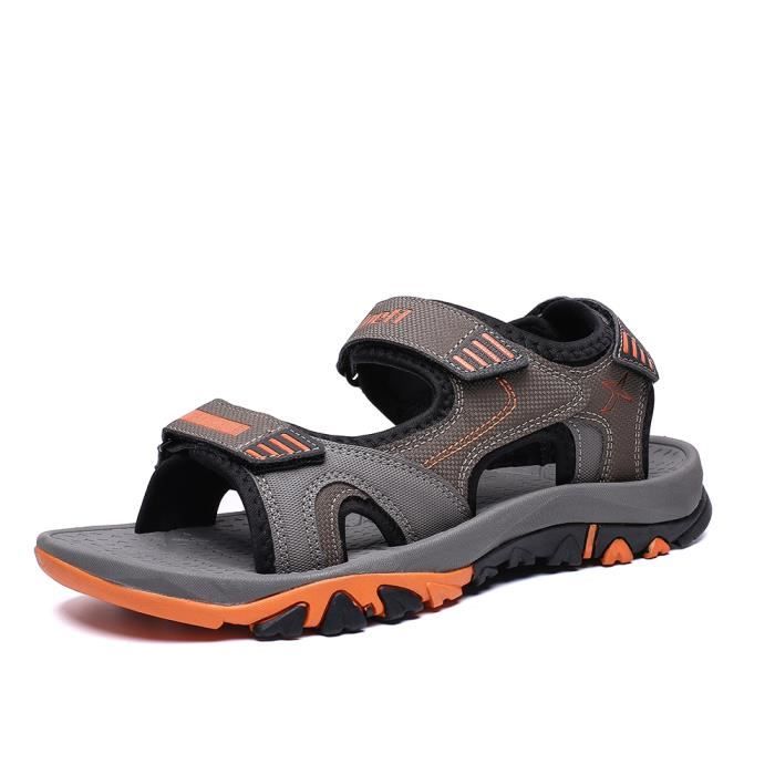 Sandales Homme Plage Randonn e Cuir Orange Scratch
