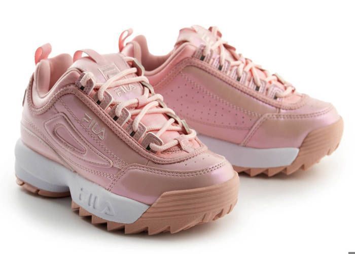Baskets Fila Disruptor F Fille Silver Pink Synthetique Lacets Plat Silver pink Cdiscount Chaussures