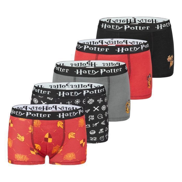 Harry Potter Boxer enfant 100 coton calecon garcon Original et Authentique Lot de 5 rouge noir gris Rouge noir gris Cdiscount Sport