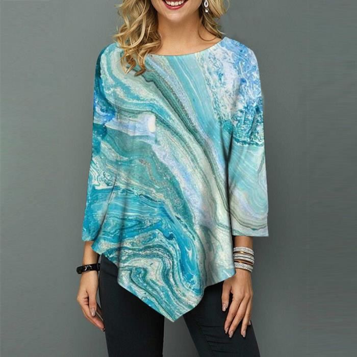 Kurti Femme Manches 3/4 Imprimé Floral - Coton, Style Indien Décontracté, Tailles S à 3XL