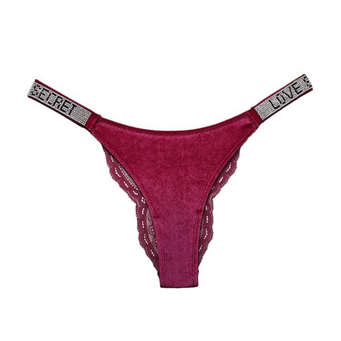 Culotte slip Ptalk Sexy e Femmes Velours Strass Sous Vetements Taille Basse Bresilien Vintage Lingerie S XL Dame Burgundy D9 Blanc Cdiscount Pret a Porter