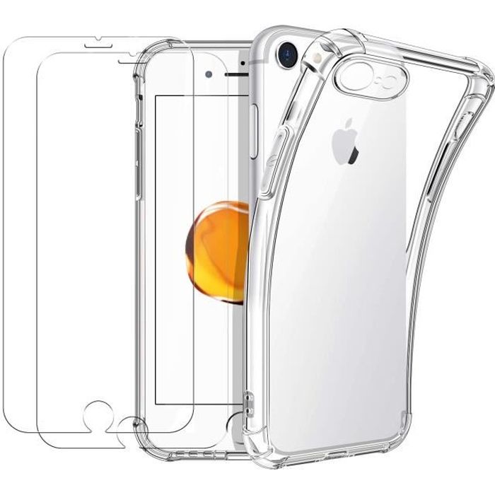 Coque iPhone 8 2x Verre Tremp Protection cran Antichoc