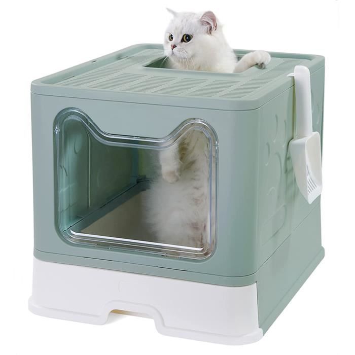 Comparer les prix de Bac à Litière Fermé HSTURYZ - Entrée par Le Haut - Anti-éclaboussures - Bleu