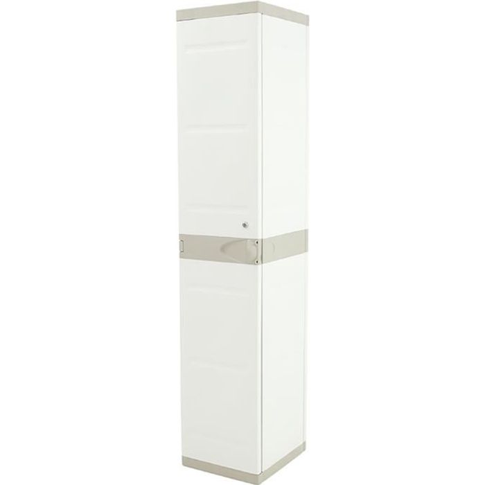 Colonne - Meuble de rangement intérieur-extérieur coloris beige - Longueur 44 x Profondeur 35 x Hauteur 176 cm