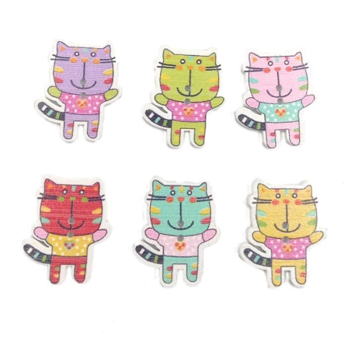 2 Trous Calin Chat Boutons Buche En Bois Peint Bricolage Environnement Blanc Fond Dessin Anime Boite A Musique Boite A Bruit Cdiscount Jeux Jouets