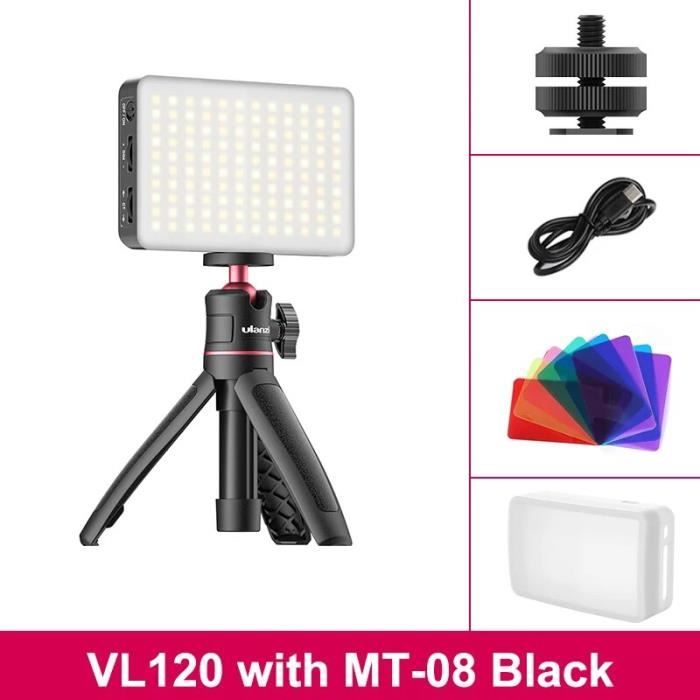 Meilleurs prix pour Ulanzi-Lampe LED Vijim VL120,3200K-6500K,éclairage pour vidéo conférence,avec boîte à lumière et livre de - Black Tripod Kit
