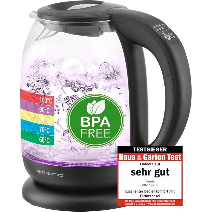 Prinz Edelstahl-Wasserkocher 1,7 L, 2200 W – Testsieger Mit Note 1,2, Automatische Abschaltung & Überhitzungsschutz