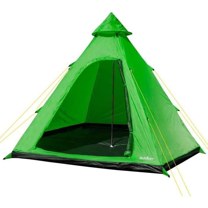 Tente Familiale Tipi 12 Personnes - Imperméable, Verte, Dimensions 560x560x300 Cm, Poids 9.65 Kg - 1
