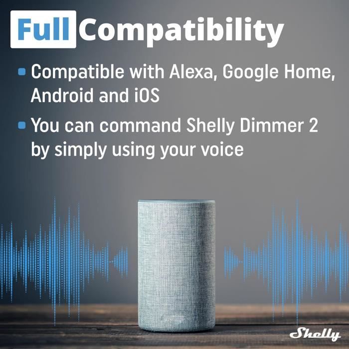 Lot De 2 Shelly Dimmer 2 - Variateur Lumière WiFi Sans Neutre - Compatible Alexa Google