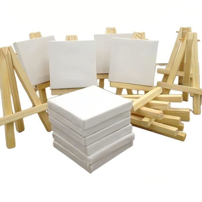 Lot De 2 Chevalets Miniatures Ideen Mit Herz - Avec Toiles 18x12cm | Bois Blanc Décoration Table