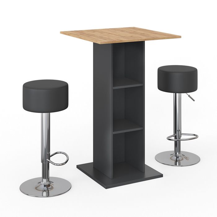 Table de bar rotative - 210 x 30 x 100.9 cm - îlot de cuisine avec portes et